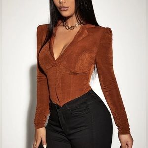 SHEIN Orange Long Sleeve Collared blouse Size Small